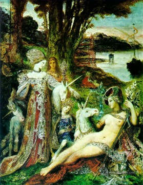 les licornes Symbolisme mythologique biblique Gustave Moreau Peinture à l'huile